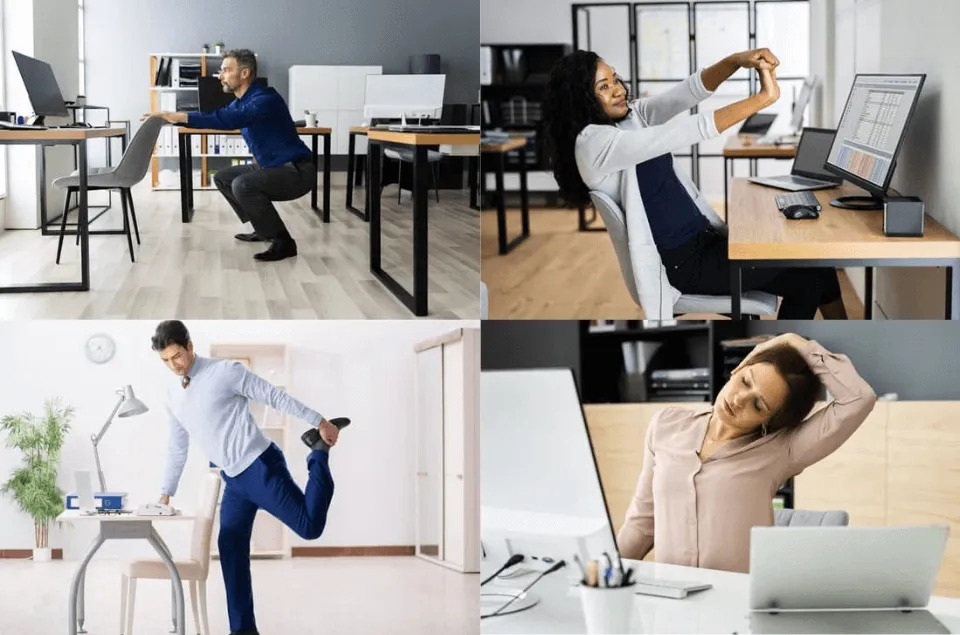 Workspace with ergonomic seating arrangement